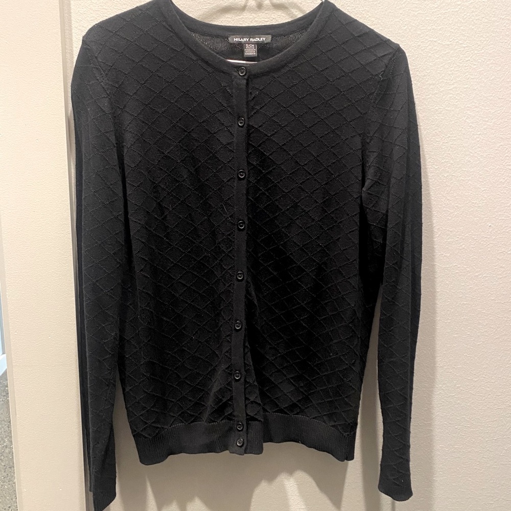 Hilary Radley Pointelle Cardigan Sweater Small